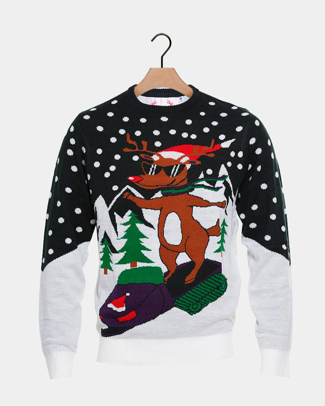 Reindeer with Snowmobile Christmas Sweater