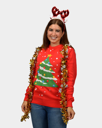 Roter Weihnachtsbaum-Familienpullover