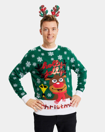 Grüner Damen-Weihnachtspullover mit Pailletten