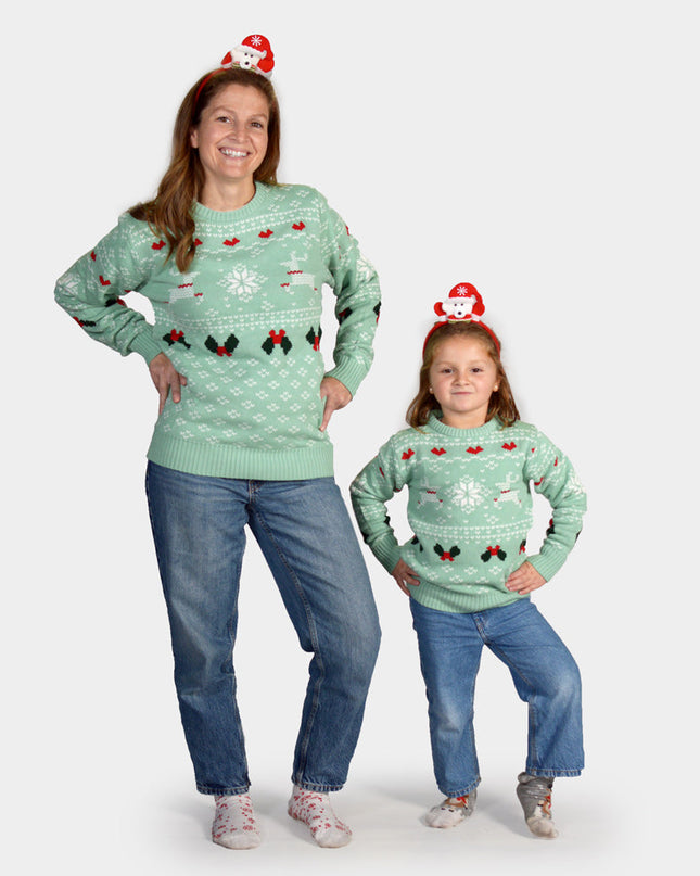 Christmas Sweater for Family with Green Sweet Christmas Design