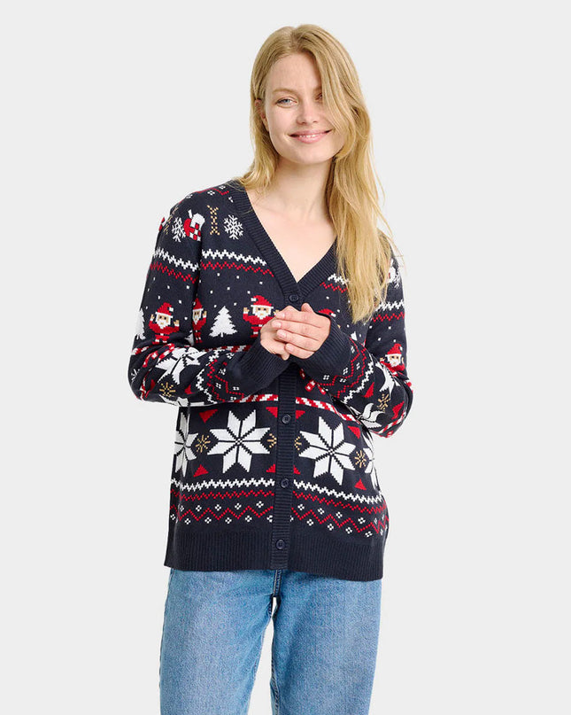 Blue Polar Stars Christmas Cardigan Sweater for Women