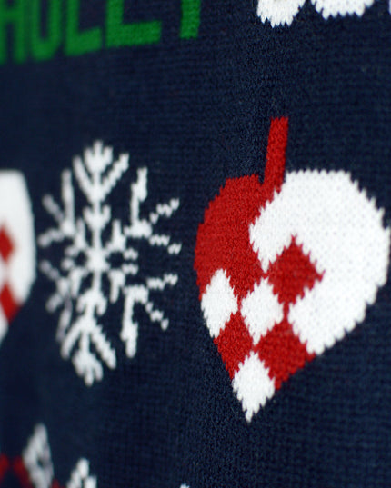 Blauer und roter Weihnachtsstrickpullover für Damen