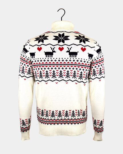 Eleganter beigefarbener Damen-Rollkragenpullover aus Bio-Baumwolle für Weihnachten