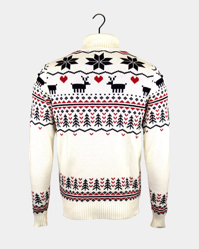 Eleganter beigefarbener Damen-Rollkragenpullover aus Bio-Baumwolle für Weihnachten