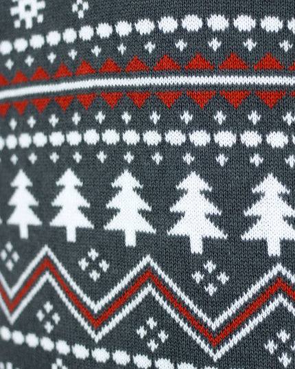 Women's Grey Roll Neck Reindeer Organic Cotton Christmas Sweater