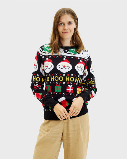 Organic Cotton Couples Christmas Sweater - Santa, Gifts, and Snowmen
