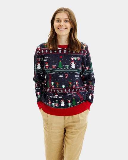 Retro Video Game Christmas Sweater for Women