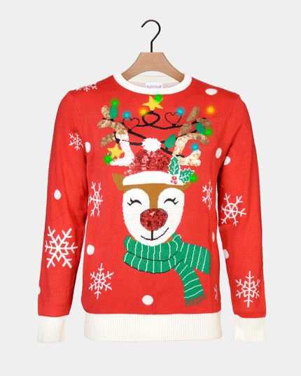 LED Shiny Reindeer Christmas Sweater for Women