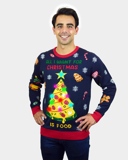 Women's Light-Up LED Christmas Food Sweater
