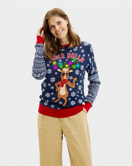 Women's Light-Up LED Jingle Bells Christmas Sweater