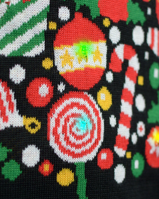 Women's Light-Up LED Black Christmas Tree Sweater