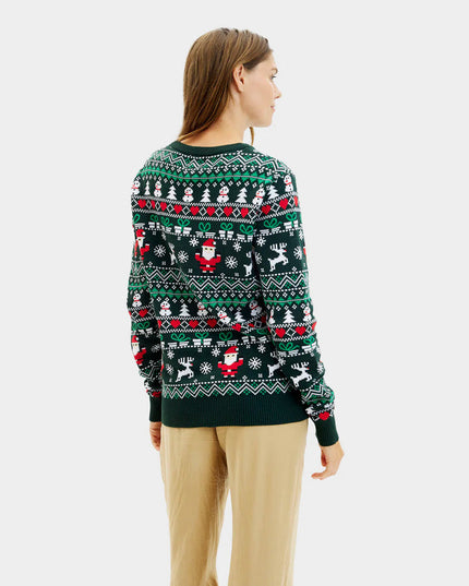 Women's Joyful Green Organic Cotton Christmas Sweater