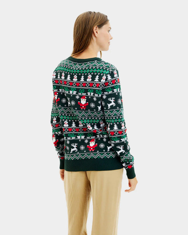 Women's Joyful Green Organic Cotton Christmas Sweater