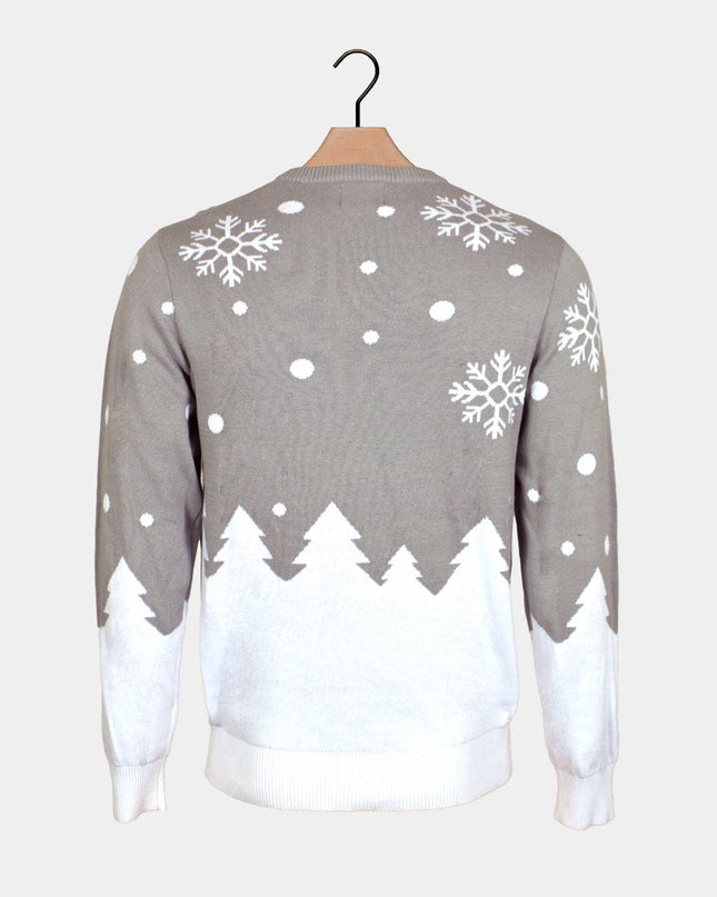 Gray Couples Christmas Sweater with Cute Reindeer