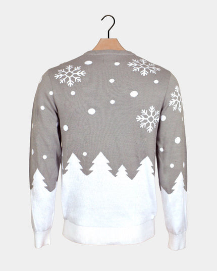 Grey Christmas Sweater for Men with Cute Reindeer