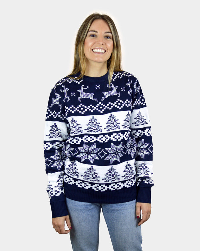 Blue Christmas Sweater for Men Featuring North Pole Design