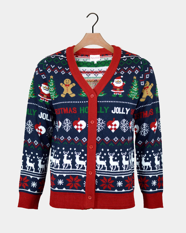 Blue and Red Christmas Cardigan for Men