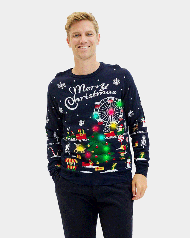 LED-Weihnachtsmarktpullover für Herren
