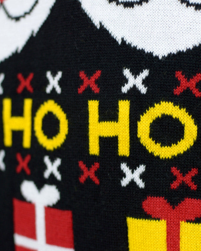 Men's Organic Cotton Sweater with Santa, Gifts, and Snowmen