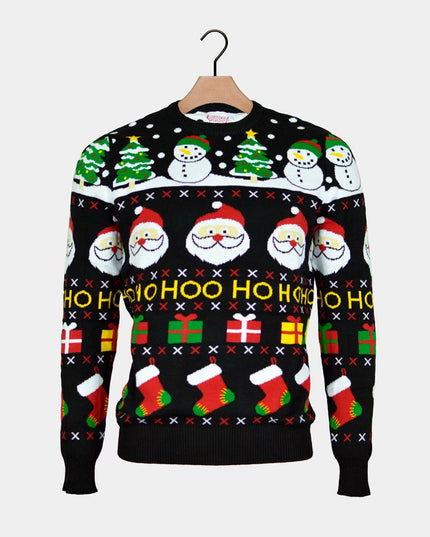 Men's Organic Cotton Sweater with Santa and Gifts