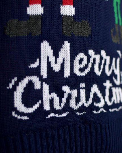 Christmas Sweater for Men Featuring Santa and Elf