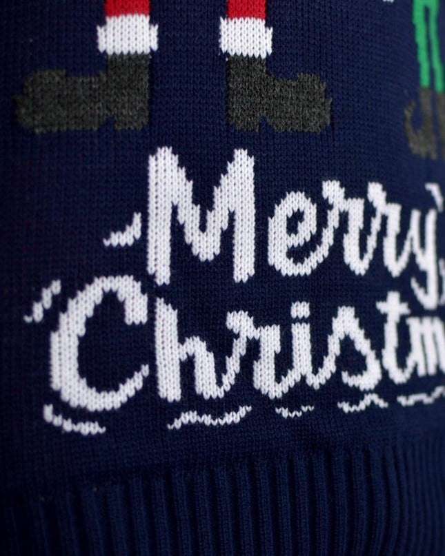 Weihnachtspullover für Herren mit Weihnachtsmann und Elf