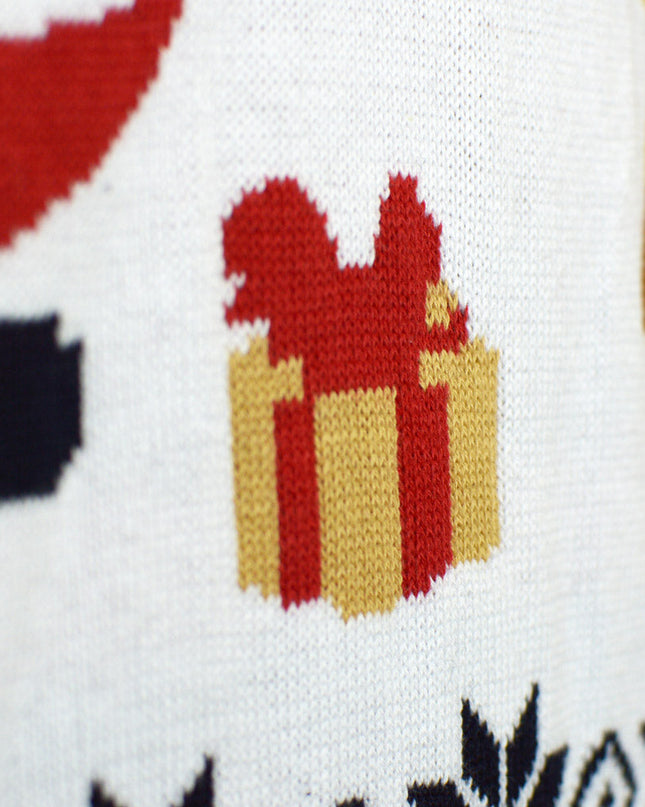 Blauer Herrenpullover mit Weihnachtsmann und Rentier Rudolph