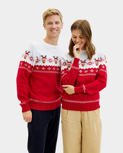 Niedlicher Weihnachtspullover mit Rentiermotiv für Herren