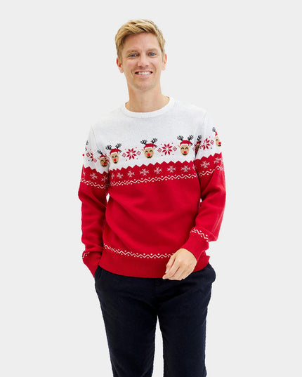 Niedlicher Weihnachtspullover mit Rentiermotiv für Herren