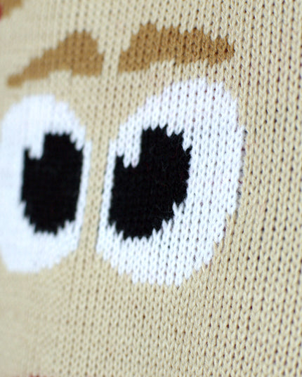 Roter Weihnachtspullover für Herren mit Rentier- und Schneemotiv