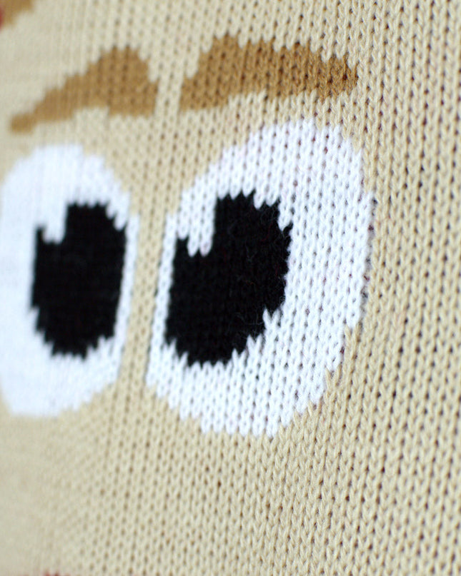 Roter Weihnachtspullover für Herren mit Rentier- und Schneemotiv