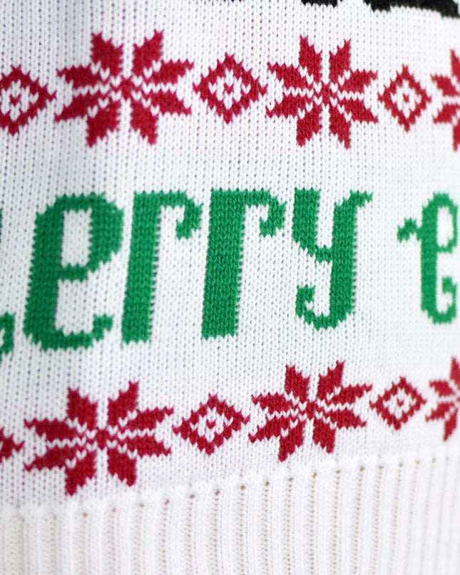 Hellblauer Weihnachtspullover für Paare mit Rudolph und dem Weihnachtsmann