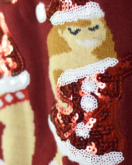 Jingle Damen Pailletten-Weihnachtspullover