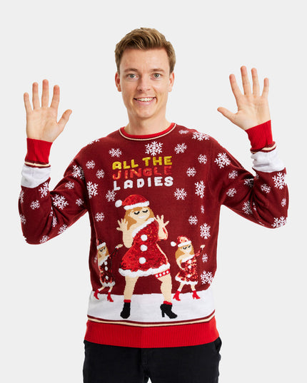 Christmas Sweater for Men with Jingle Ladies Sequins