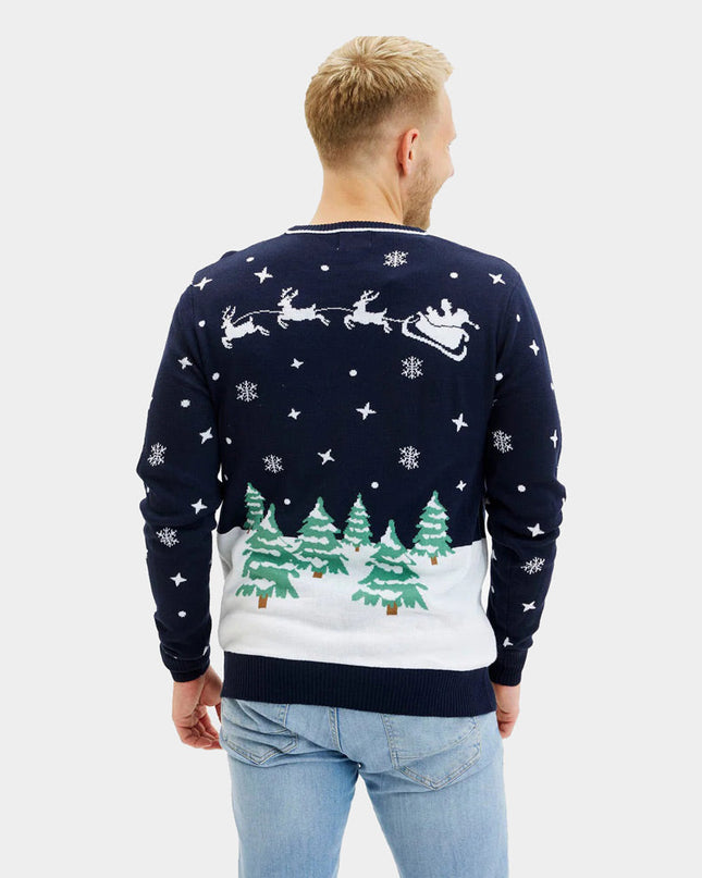 Luminous LED Blue Merry Christmas Sweater for Men