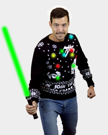 Schließen Sie sich dem weihnachtlichen LED-Pullover für Herren an