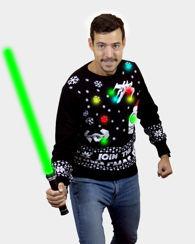 Schließen Sie sich dem weihnachtlichen LED-Pullover für Herren an
