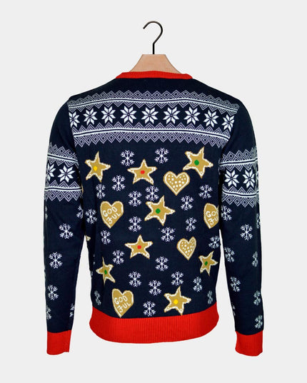 Christmas Sweater for Men Light-Up LED Gingerbread House