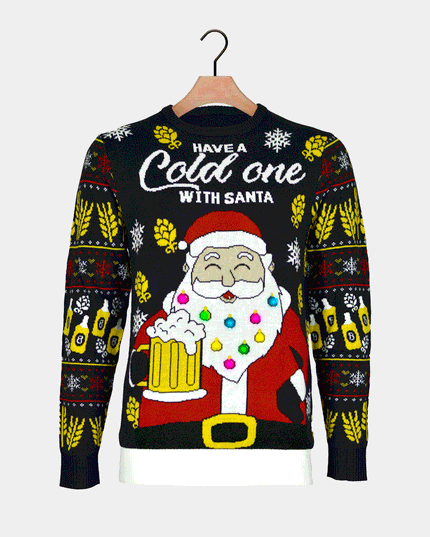 Men's LED Christmas Sweater with Santa and Beer