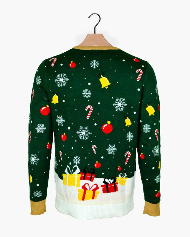 Luminous LED Christmas Sweater for Men with Tied-Up Santa