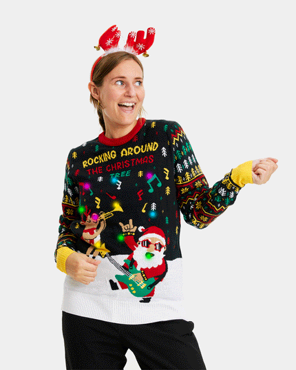 Light-Up LED Santa Rocker Sweater for Women