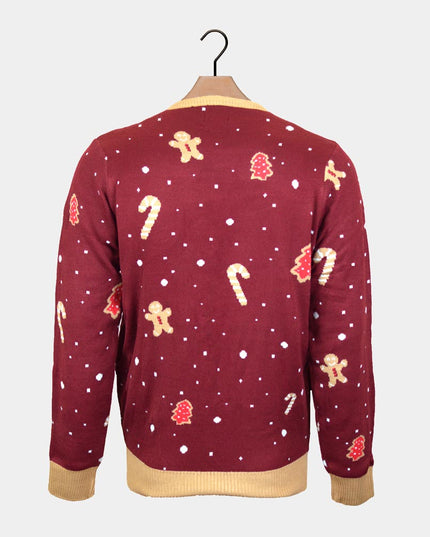 LED Red Ginger Cookie Christmas Sweater for Men