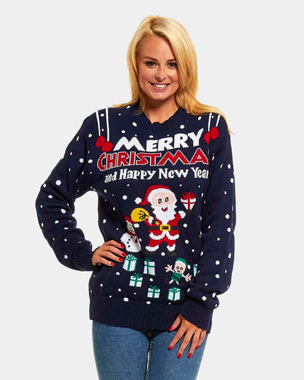 Damenpullover „Frohe Weihnachten und ein gutes neues Jahr“
