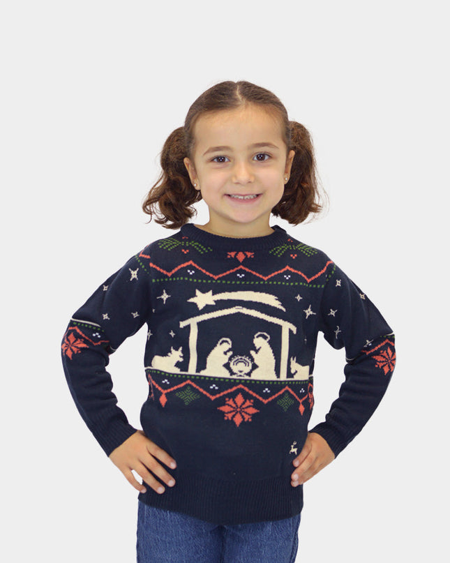 Nativity Scene Christmas Sweater for Kids
