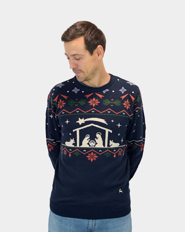Nativity Scene Christmas Sweater for Men