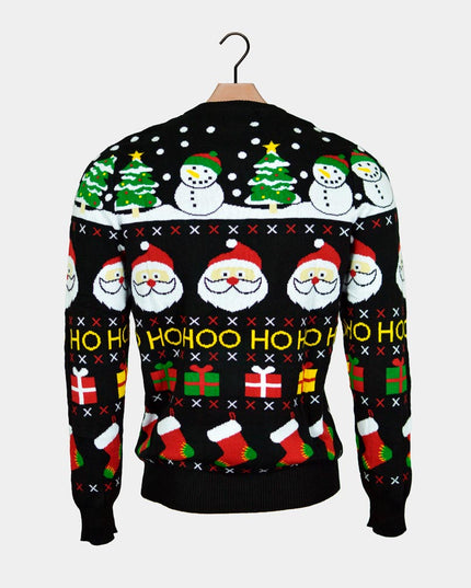 Men's Organic Cotton Sweater with Santa and Gifts