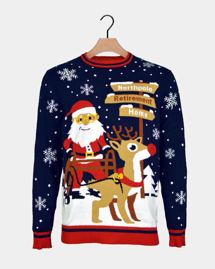 Christmas Sweater for Couples Santa with Walker on Retirement Path