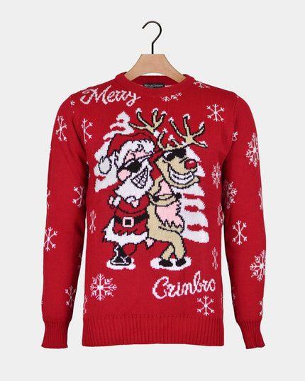 Christmas Sweater with Santa and Reindeer in Sunglasses