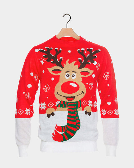 Reindeer Christmas Sweater with Organic Cotton Scarf for Women
