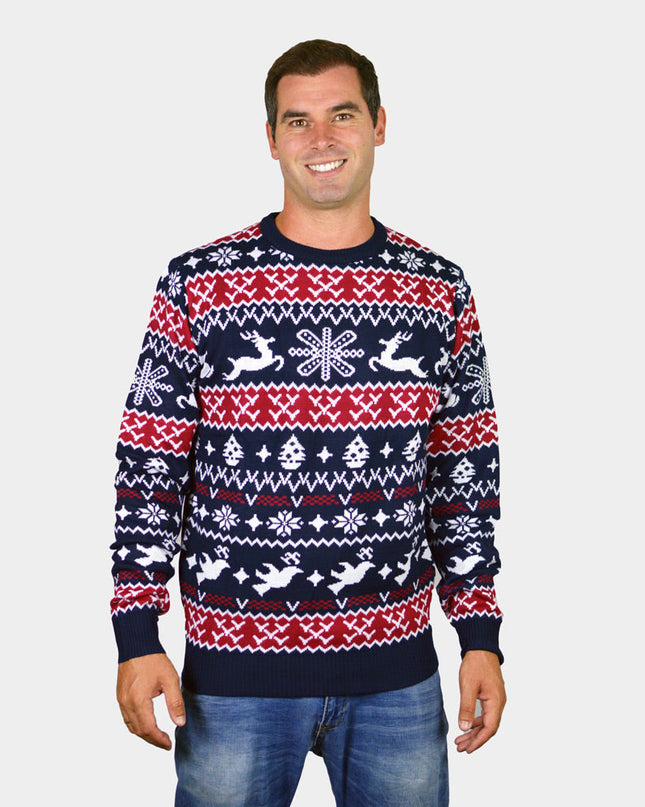 Herrenpullover mit Rentier- und Weihnachtsmotiven